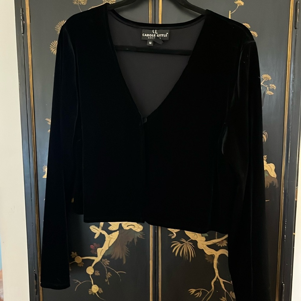 Black velvet crop sweater